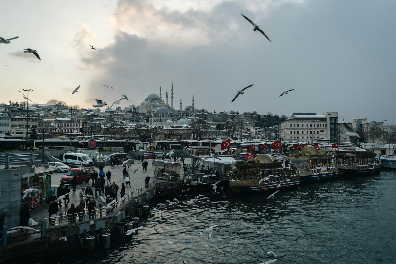 Boats moored together in a Turkish harbour